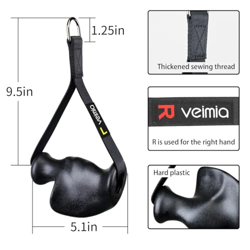 Ergonomic Gym Handles, Double D Row Handles, Cable Machine Handles for T-Row, Pullers, Resistance Bands, Gym Handles for Cables, Strength Trainers and Tricep Exercise Machine Attachments