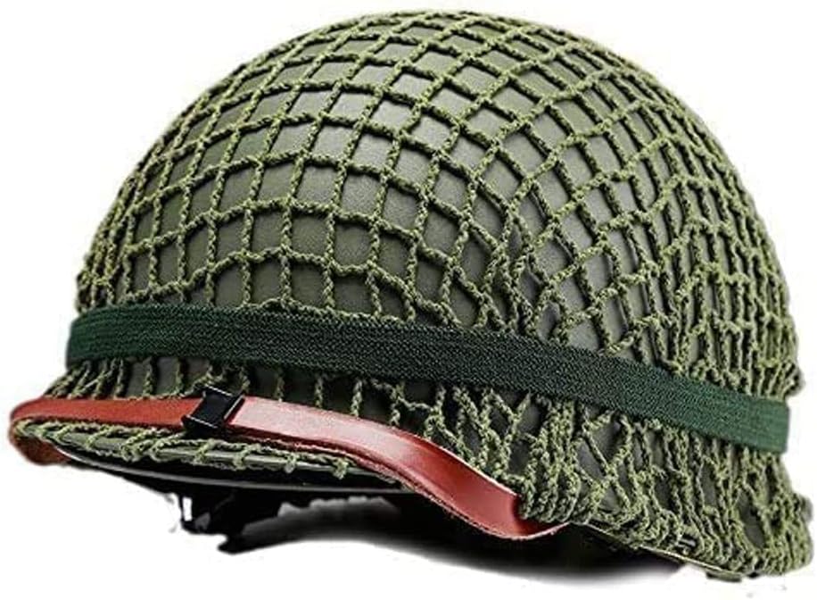 WWII US Army M1 Green Helmet Replica with Net/Canvas Chin Strap DIY Painting