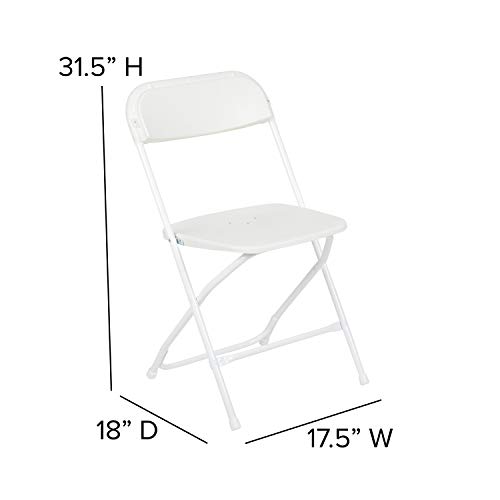 EMMA + OLIVER Set of 10 Plastic Folding Chairs - 650 LB Weight Capacity Lightweight Stackable Folding Chair in Black