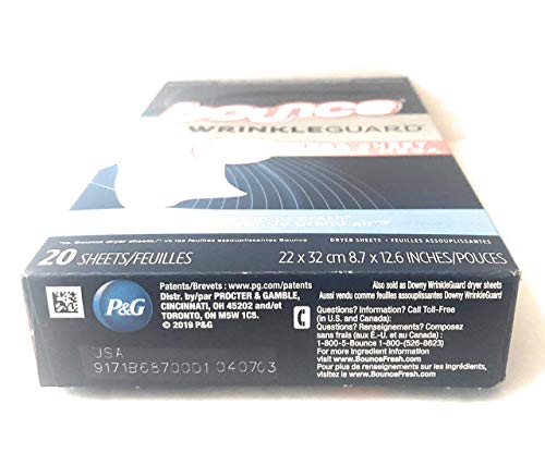 Bounce WrinkleGuard Mega Dryer Sheets, Fabric Softener and Wrinkle Releaser Sheets, Outdoor Fresh Scent, 80 Count