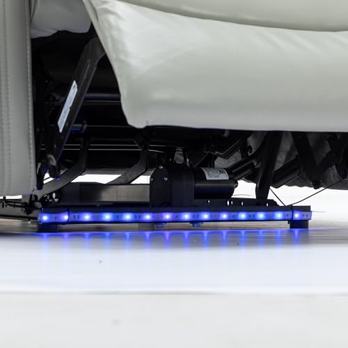 PU Electric Recliner Chair with Cooling Cup Holder Bluetooth Speaker LED Lights USB Ports Tray Table and Arm Storage Theater Seating for Home (Black)