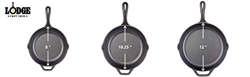 Lodge Seasoned Cast Iron Skillet with Hot - 12 inch Frying Pan with Silicone Hot Handle Holder (Black)