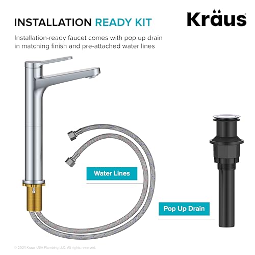 KRAUS Indy Single Handle One Hole Bathroom Sink Faucet in Chrome, KBF-1411CH
