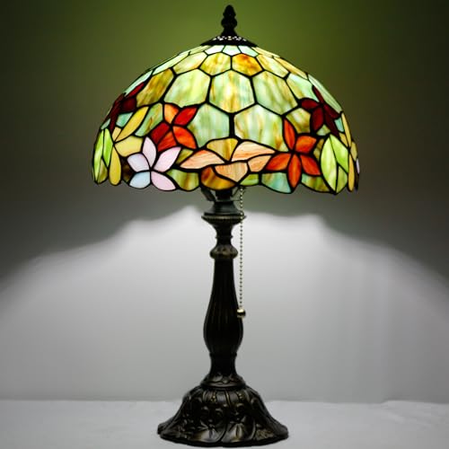 Tiffany Table Lamp Stained Glass Lamp 12X12X19 Inch Antique Reading Light (Sea Blue Pear)