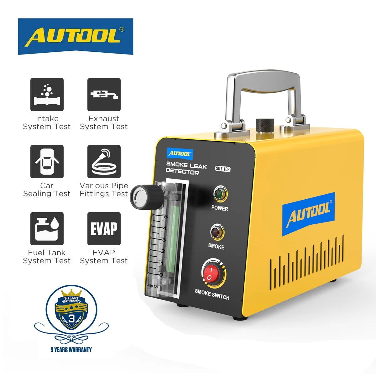 AUTOOL Car EVAP Smoke Machine Leak Tester, Automotive Smoke Leak Detector, DC12V Car Fuel Pressure Gauge Tester, Smoke Machine for Automotive Truck