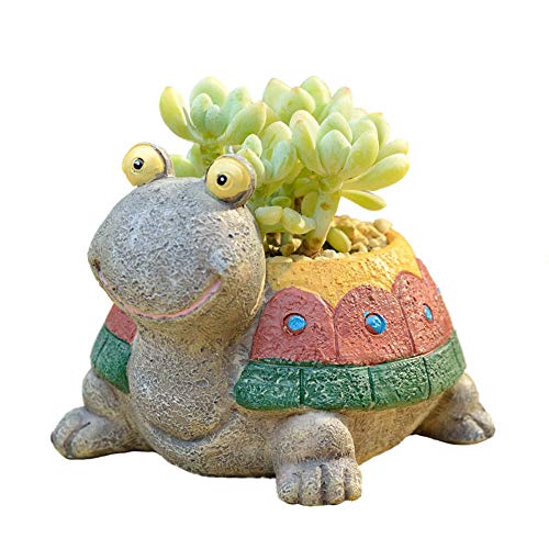 Turtle Plant Pot Flowerpot Animal Garden Pots Resin Succulent Pots Planter Bonsai Plant Holder for Home Office Desk Mini Ornament