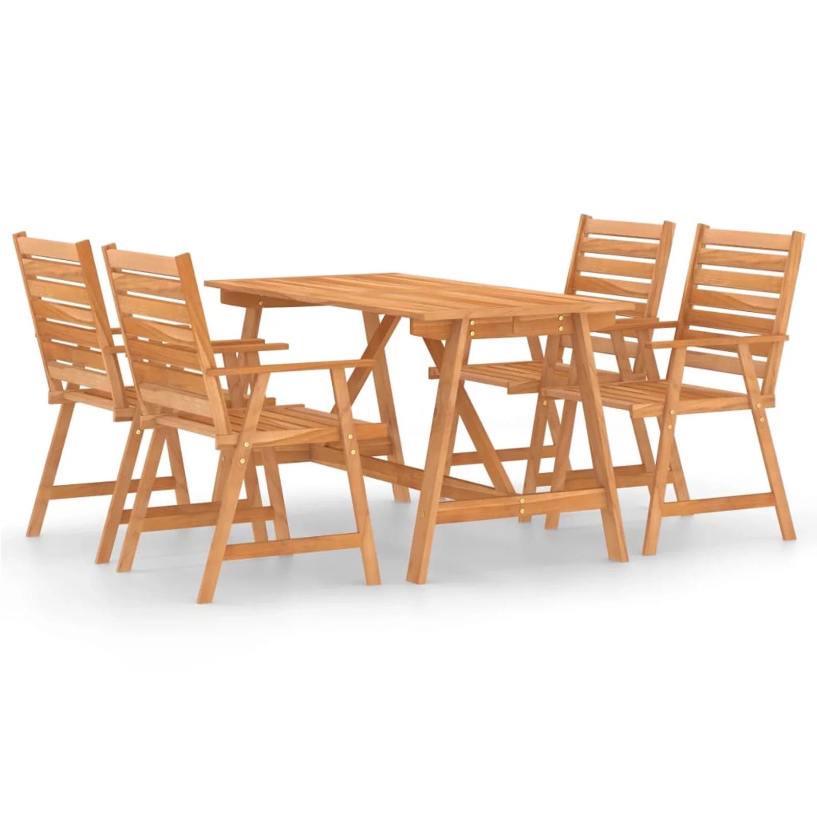 Anself 5 Piece Wooden Patio Dining Set Acacia Wood Table and 4 Chairs for Garden, Backyard, Balcony, Outdoor Furniture