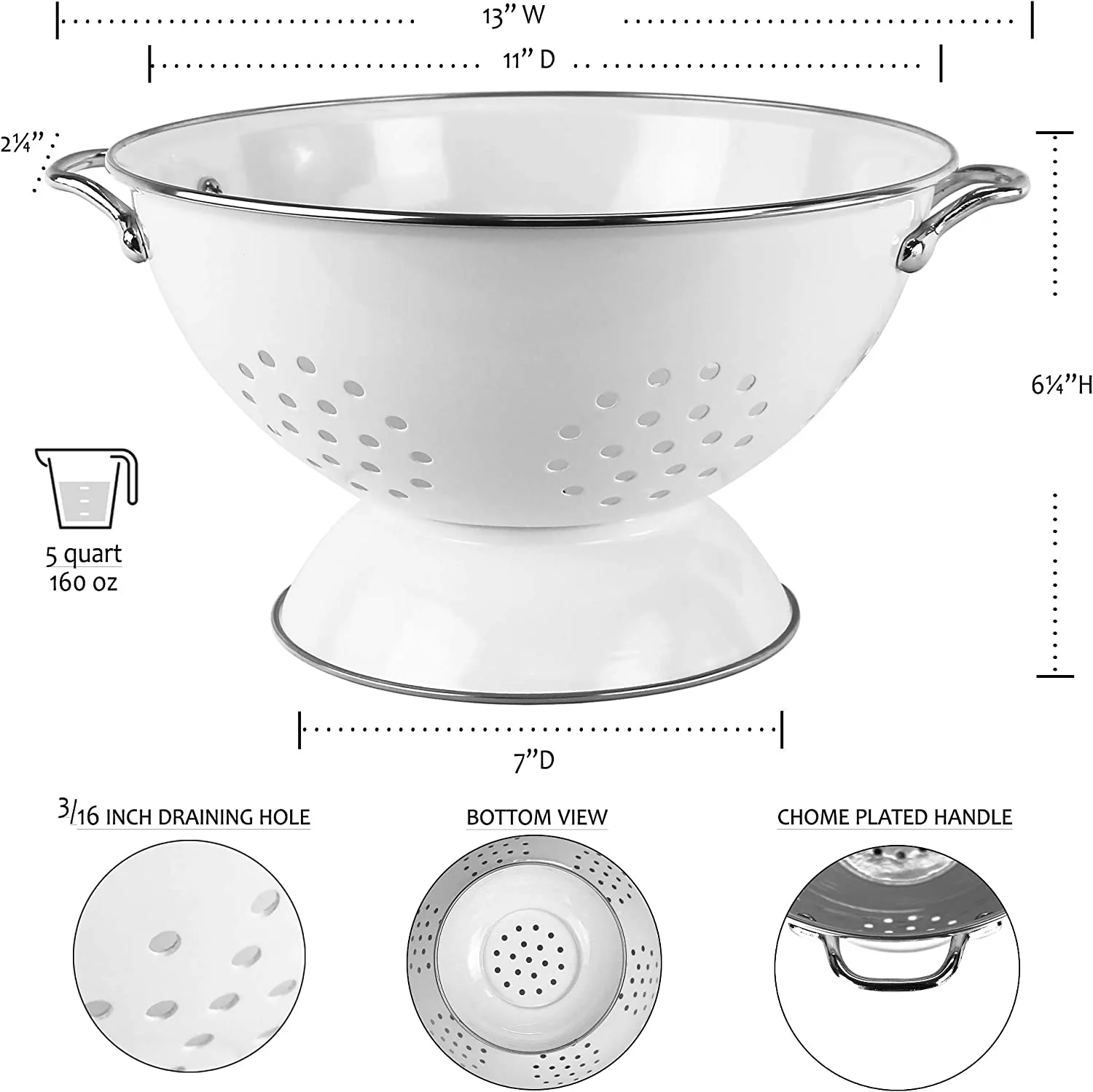 Multi-Purpose 5 Quart Colander/Strainer