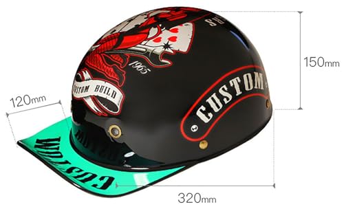 DOT Approved Baseball Cap Motorcycle Half Helmet, Vintage Street Adults Skull Cap Helmet for Men Women, Open Face Motorbike Helmets for Cruiser Street Scooter