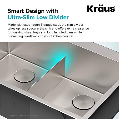 KRAUS Standart PRO 22-inch Drop-In Top Mount 16 Gauge Stainless Steel Single Bowl Laundry Utility Sink, KHT301-22L