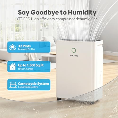1500Sq.Ft Dehumidifier, 30Pint Dehumidifiers for Home, Quiet Dehumidifier for Bathroom, Basement, Bedroom and RV, with 6.56FT Drain Hose,0.66Gal Water Tank, 3-Color Humidity Light