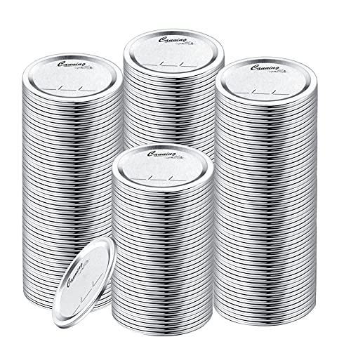 128-Count, Regular Mouth Canning Lids for Ball, Kerr Jars - Split-Type Metal Mason Jar Lids for Canning - Food Grade Material, 100% Fit & Airtight for Regular Mouth Jars