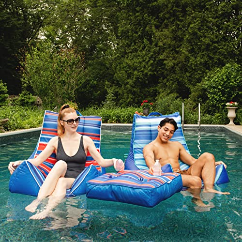Big Joe Captain's Float No Inflation Needed Pool Lounger, Double Sided Mesh, Quick Draining Fabric