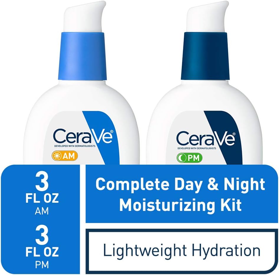 CeraVe Day & Night Face Lotion Skin Care Set | Contains AM with SPF 30 and PM Face Moisturizer | Fragrance Free