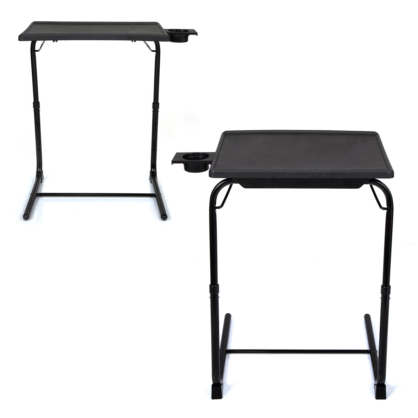 Dcenta Set of 2 Portable Computer Table Office Desk Height & Angle Adjusting Furniture, Black