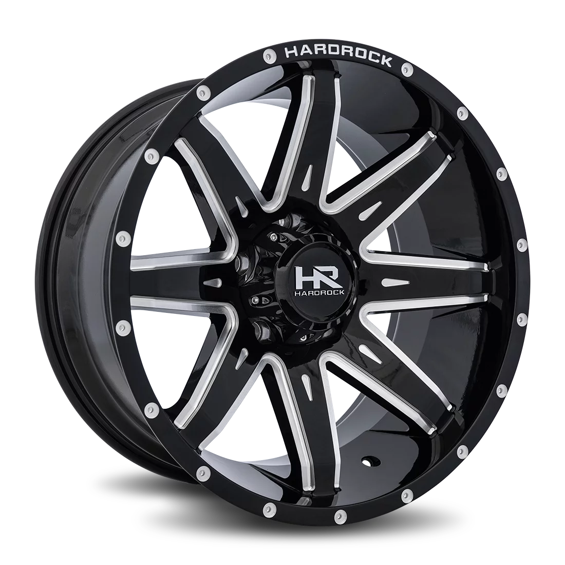 HARDROCK PAINKILLER XPOSED 24X14 8X165.1 -76ET 108CB GLOSS BLACK MILLED WHEEL