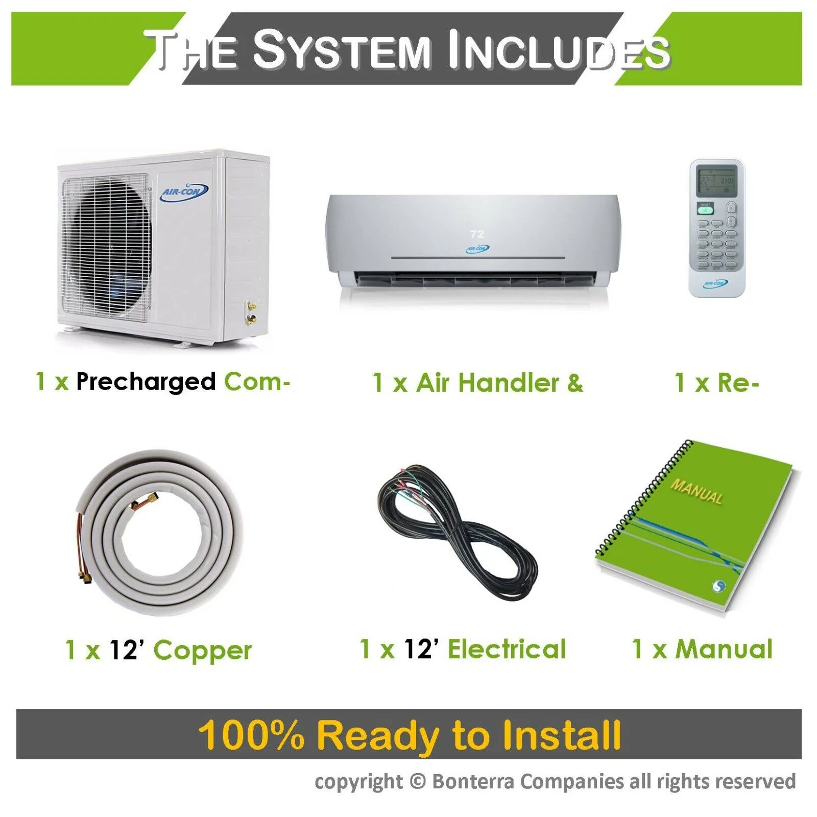 Air-Con 18000 BTU Mini Split Air Conditioner Heat Pump Ductless 18 Seer 220v