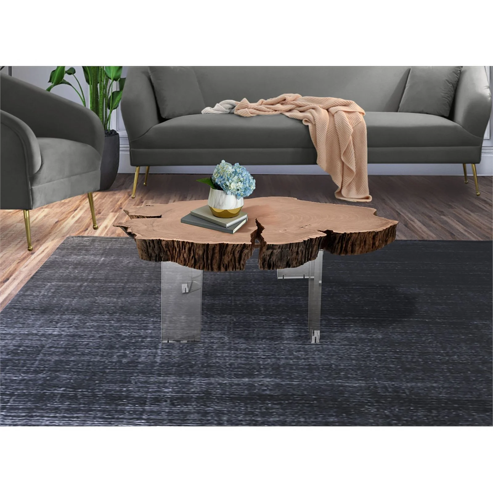 Meridian Furniture Woodland Live Edge Acacia Wood Top Coffee Table