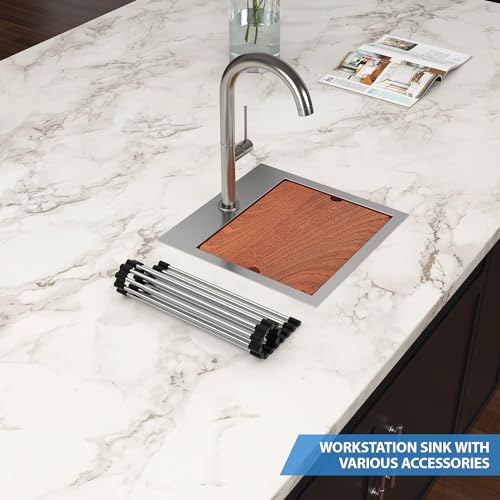 25 Inch Utility Laundry Sink Drop In 16 Gauge Stainless Steel Single Bowl Laundry Room Sink Laundry & Utility Room Kitchen Sinks 25