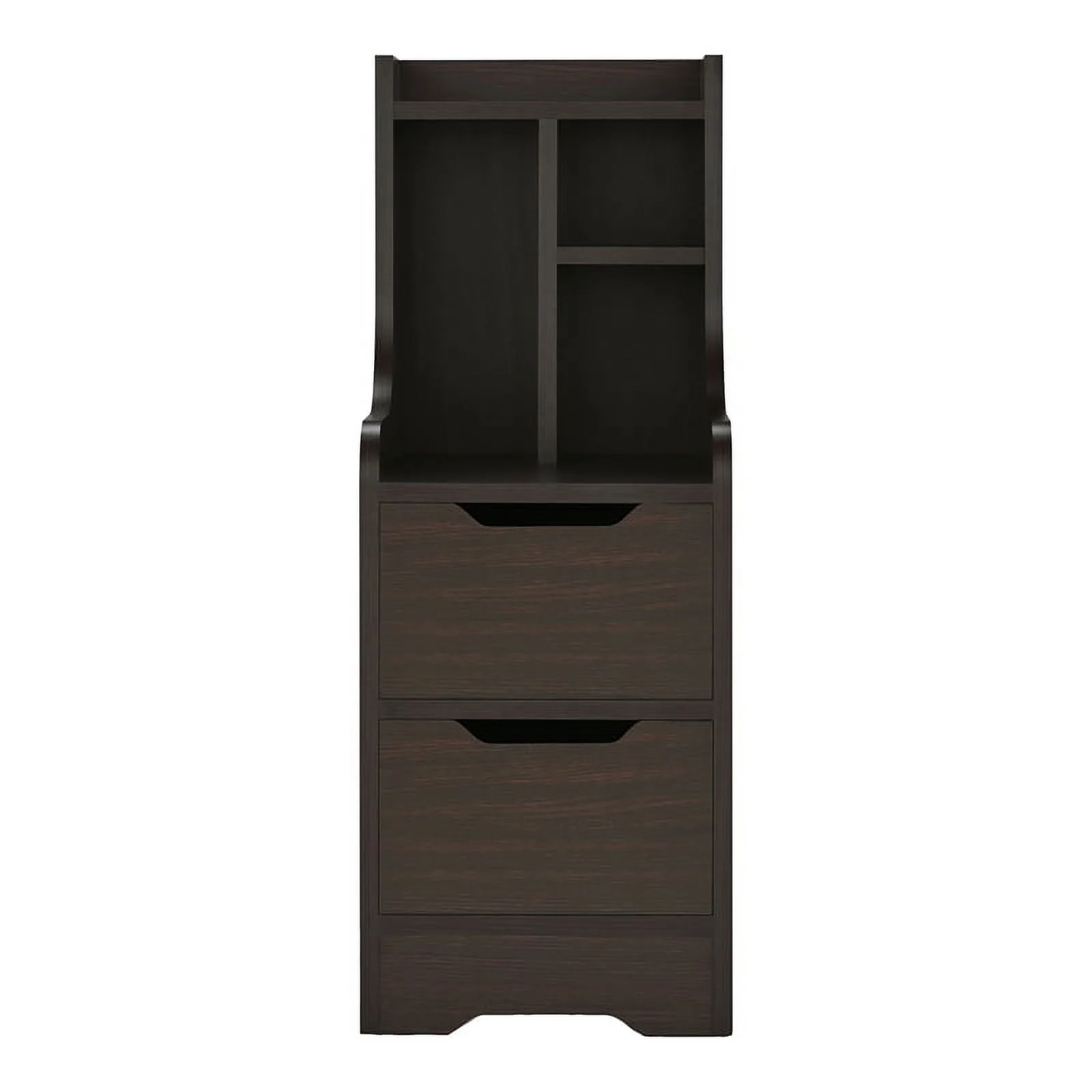 Furniture of America Plose Wood 2-Drawer Nightstand with Open-Shelf in Walnut