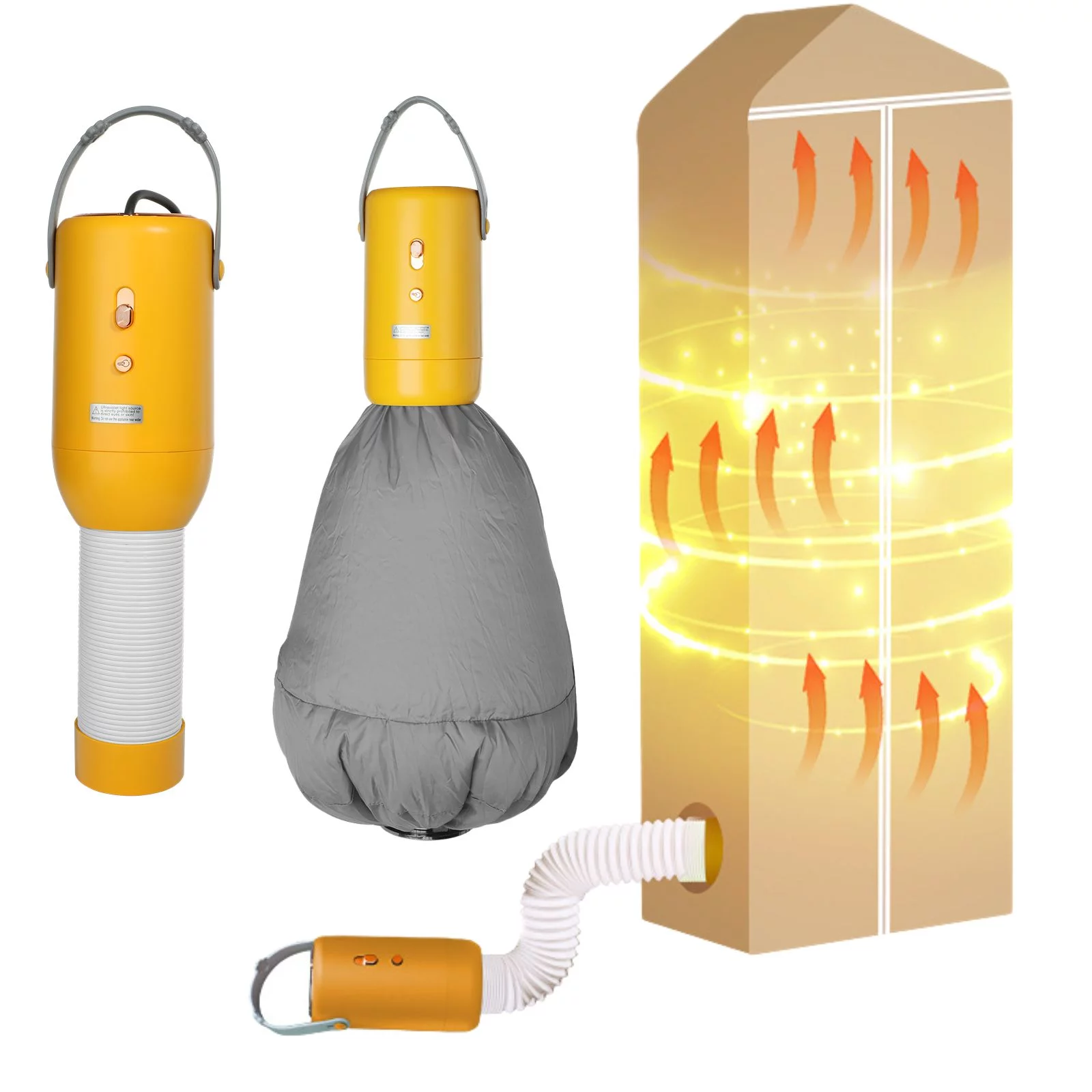 Portable Clothes Dryer, 200-400W Multifunctional Small Dryer with Big Clothes Bags and Warm Shoe Expansion Tube for Travel Home Laundry