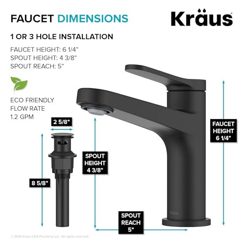 KRAUS Indy Single Handle One Hole Bathroom Sink Faucet in Chrome, KBF-1411CH