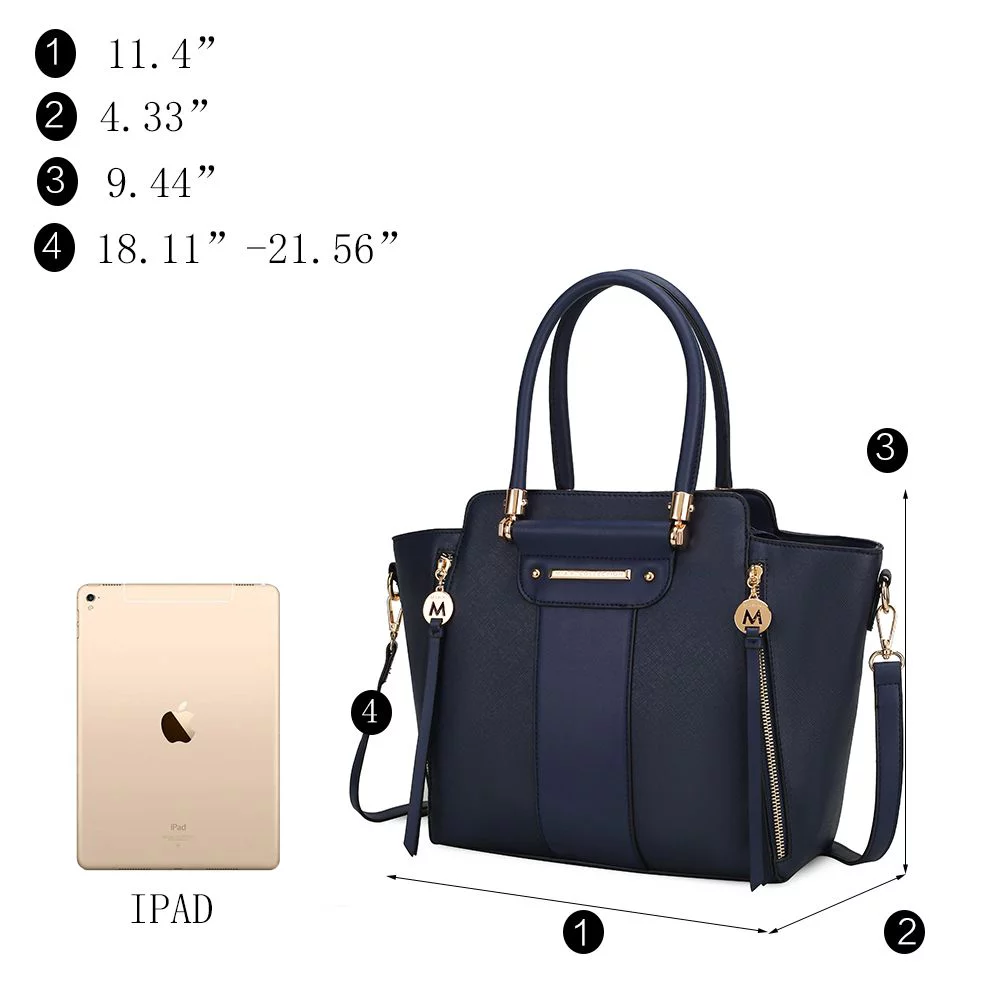 MKF Collection Eliana Women's Vegan Leather Tote Bag & Wallet 2-Piece Set by Mia K. - Navy
