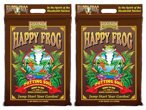 FoxFarm Happy Frog Potting Soil, 12qt – for Indoor/Outdoor Container Plants, Improves Root Efficiency, pH Adjusted for Optimal Nutrient Uptake – Contains Microbes and Humic Acids