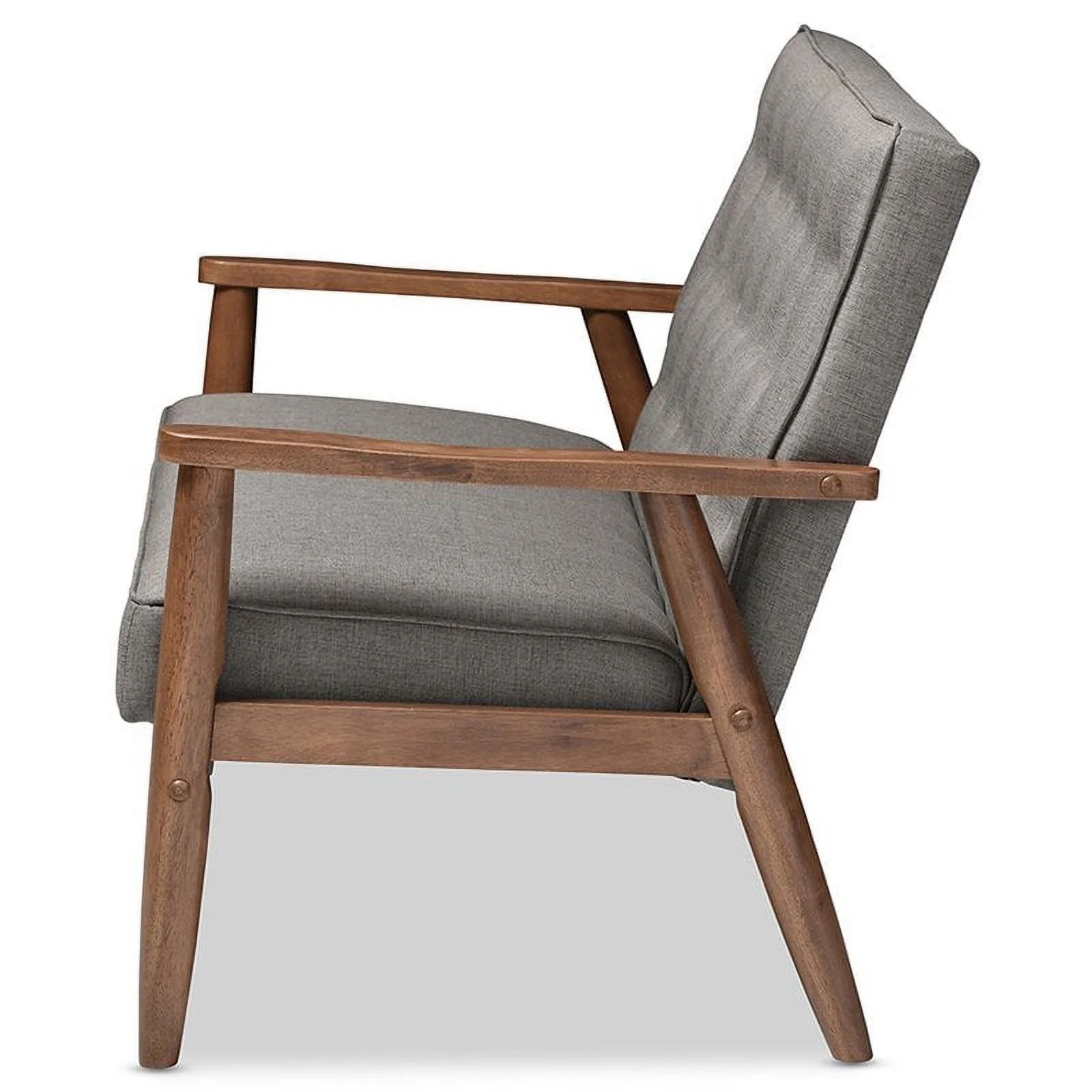 Home Square 2 Piece Tufted Sofa Set with Sofa and Loveseat in Gray and Walnut