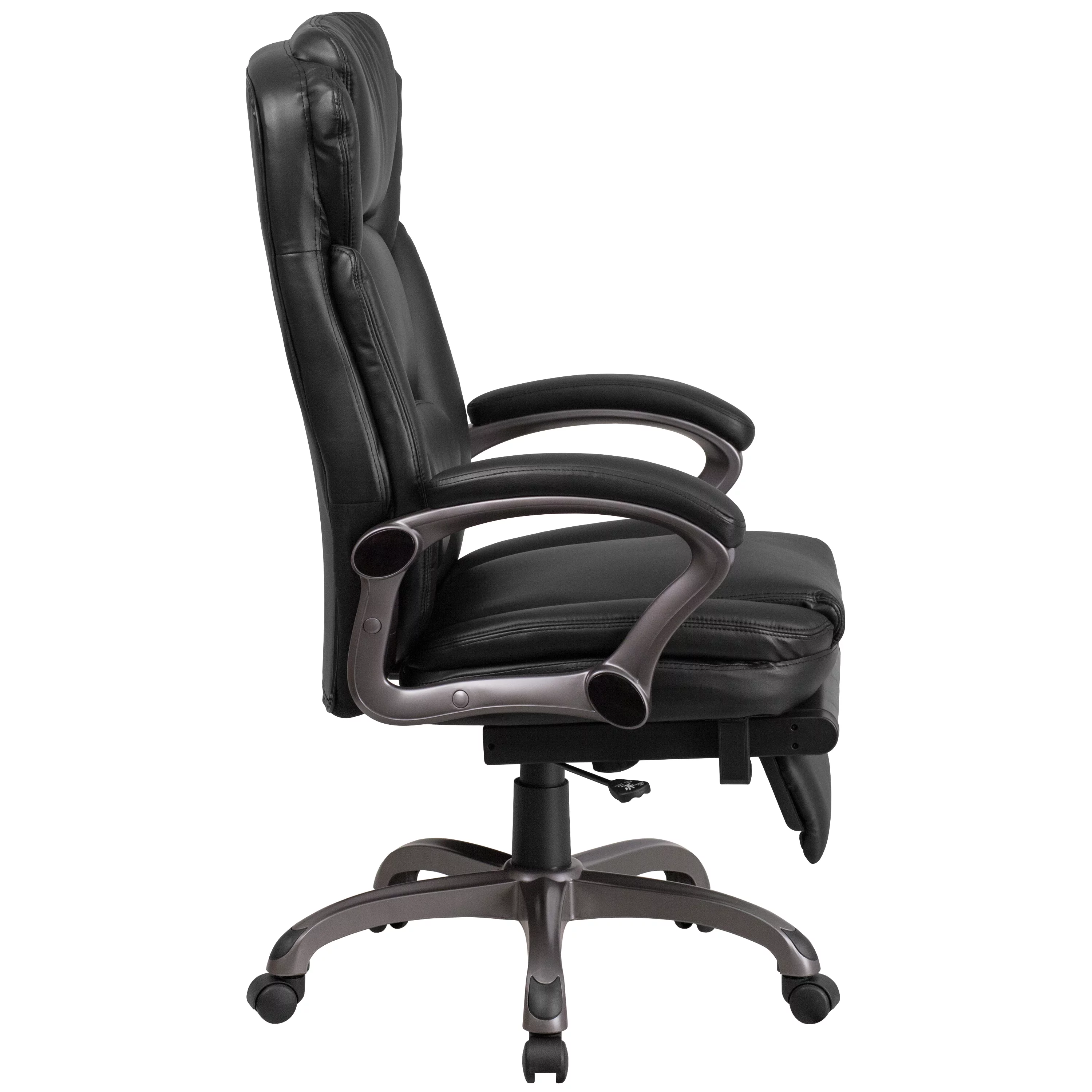 Emma + Oliver High Back Black LeatherSoft Reclining Ergonomic Outer Lumbar Swivel Office Chair