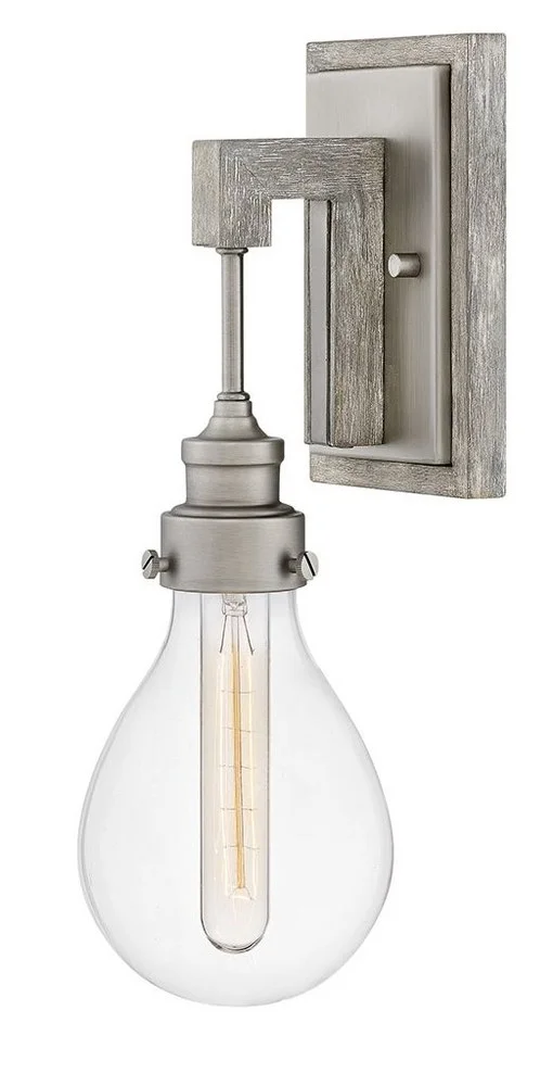 1 Light Farmhouse Wood Wall Sconce with Clear Glass-15.75 inches H By 5.25 inches W-Pewter Finish Bailey Street Home 81-Bel-3002368