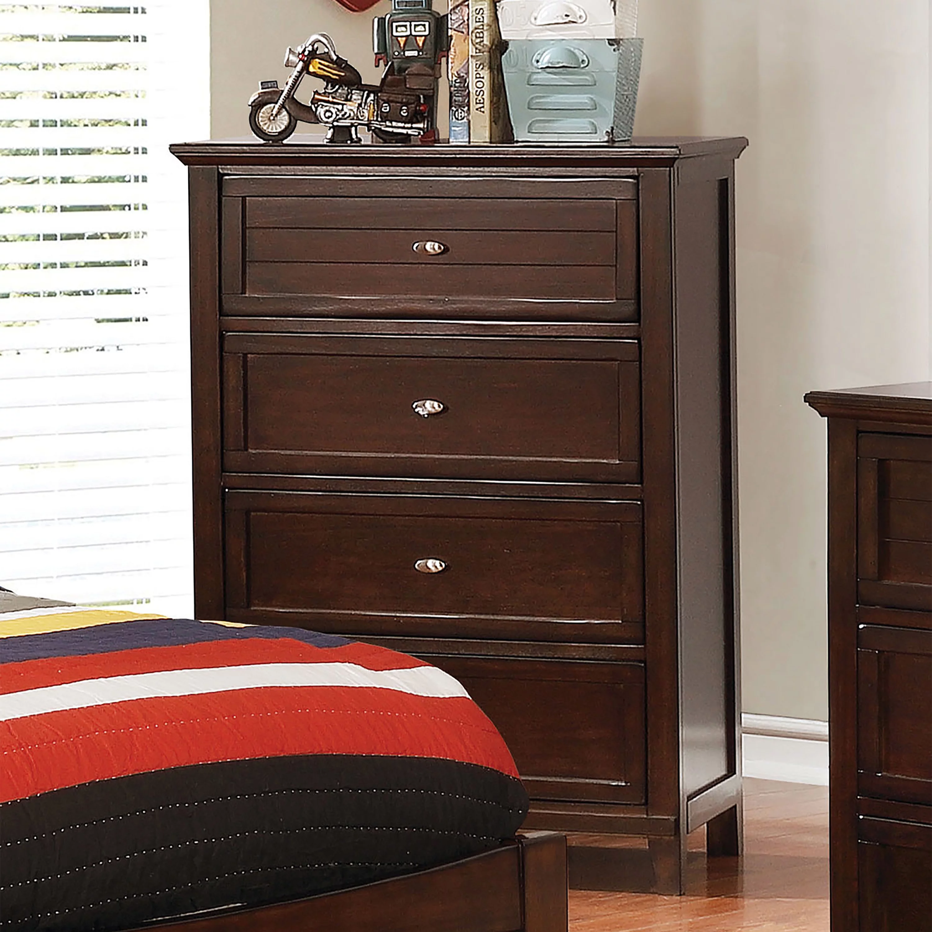 Furniture of America Covington Transitional 4-Drawer Chest, Brown Cherry