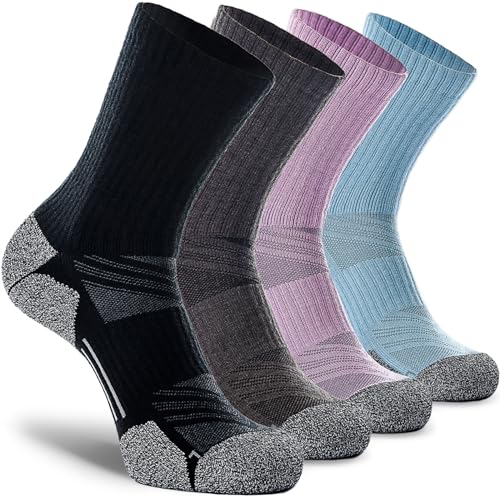 CWVLC Crew Hiking Socks, Cushion, Moisture Wicking, Arch Compression Boot Socks