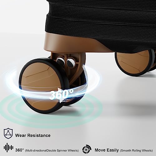 Joyway Carry On Luggage 20 Inch Expandable Suitcase with Spinner Wheel, 4 Piece Hard Shell Luggage Set with TSA Lock(White brown)