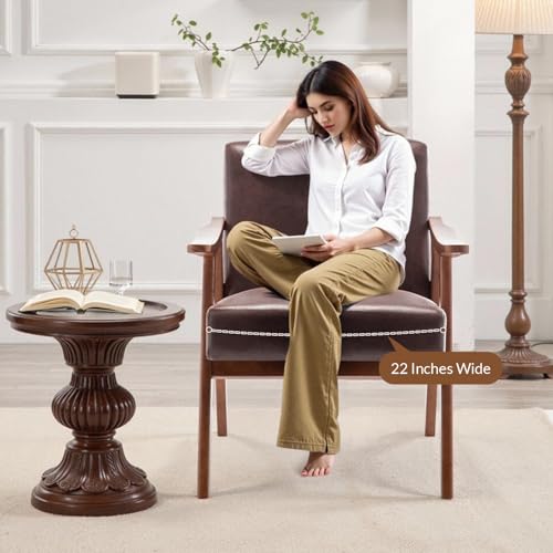 Rovibek Upholstered Accent Chair with Arms - Mid Century Modern Accent Chairs with Wood Frame, Upholstered Arm Chairs with 5.9in Thick Foam, Beige Occasional Chair, Set of 2