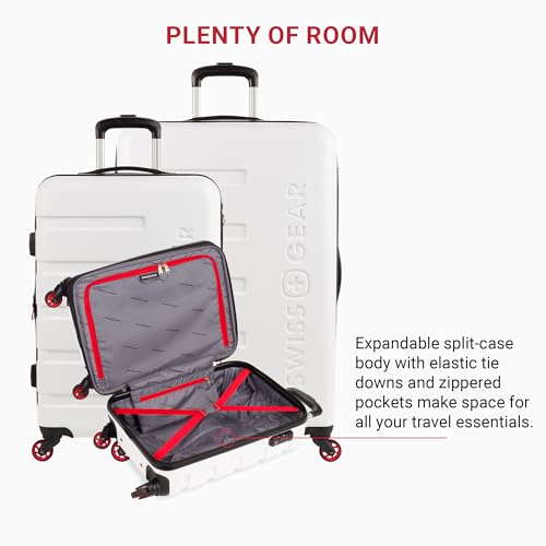SwissGear 7366 Hardside Expandable Luggage with Spinner Wheels, White, Carry-On 19-Inch