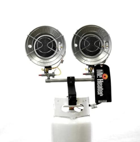 SunRite by Mr. Heater Double Tank Top Propane Radiant Heater, 12-30,000 BTU, Portable, Garage, Camping, Ice Fishing, 3 Settings