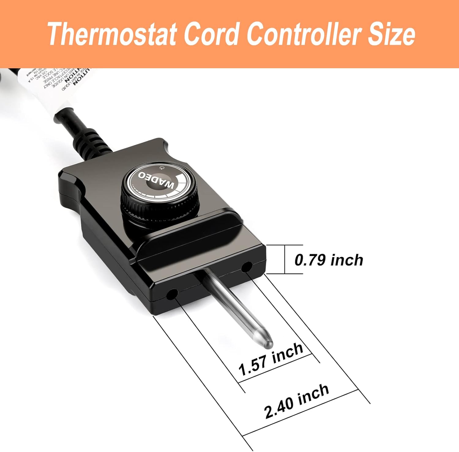 WADEO Adjustable Thermostat Probe Control Cord for Masterbuilt Smokers Cord Replacement.(15A Max, 110V)