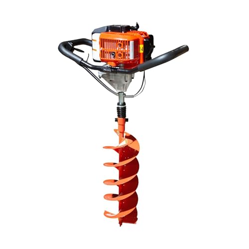 GardenTrax 52cc Earth Auger Combo Double Dirt Volume Dual Spiral EPA Compliant Post Hole Digger w/8Inch Auger Drill Bit