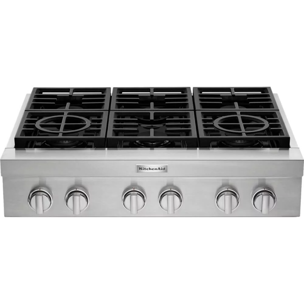 KitchenAid KCGC506JSS 36 inch Stainless 6 Burner Gas Cooktop