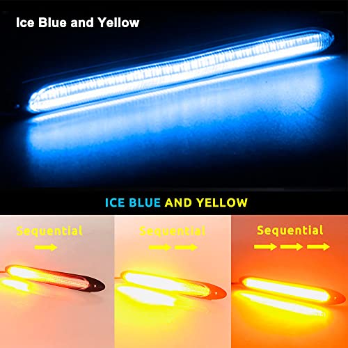 YSY Led Car DRL Daytime Running Lights Strip Waterproof 12V Auto Headlight Sequential Turn Signal Yellow Flow Day Light Universal 2Pcs (34.5cm, white and yellow)