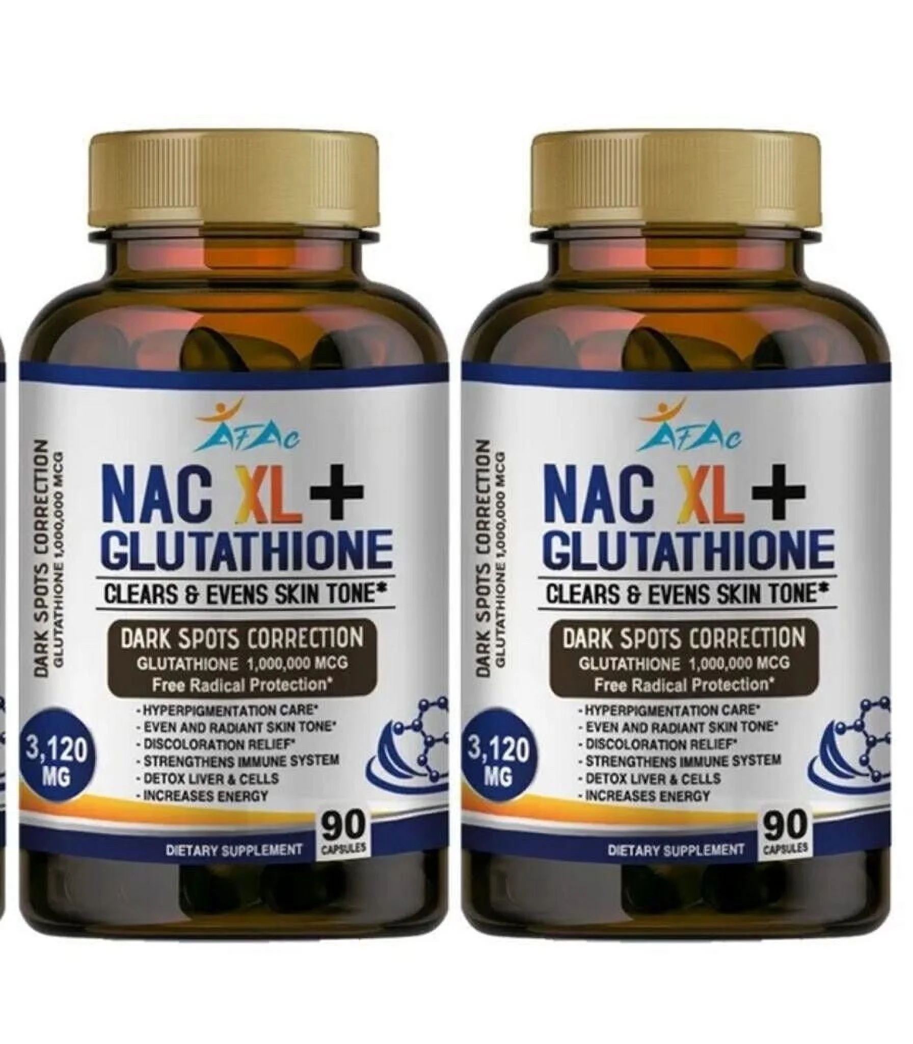 N-Ace-tyl L-Cysteine ( NAC) 3120Mg - 90 Capsules (Pack of 2)