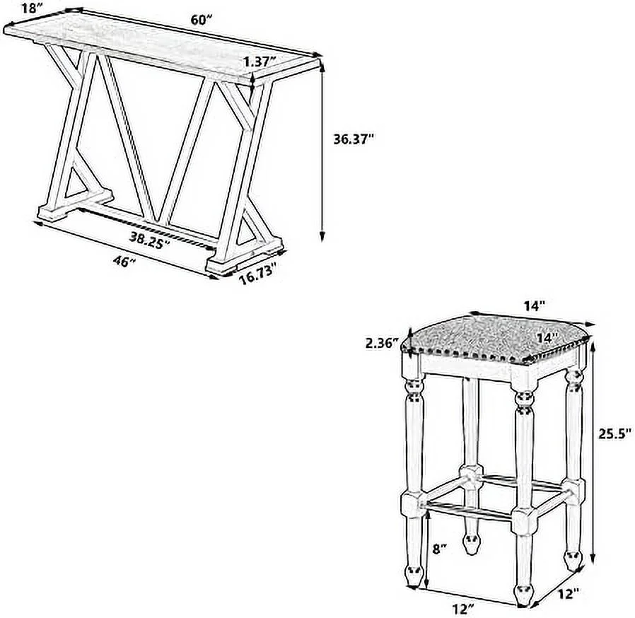 HJZBNONE Height 5-Piece Dining Set  Wood Dining Table Sets with Restle Legs and 4 Stools 5-Piece Console Table Set for Kitchen  Dining Room  Small Space Black