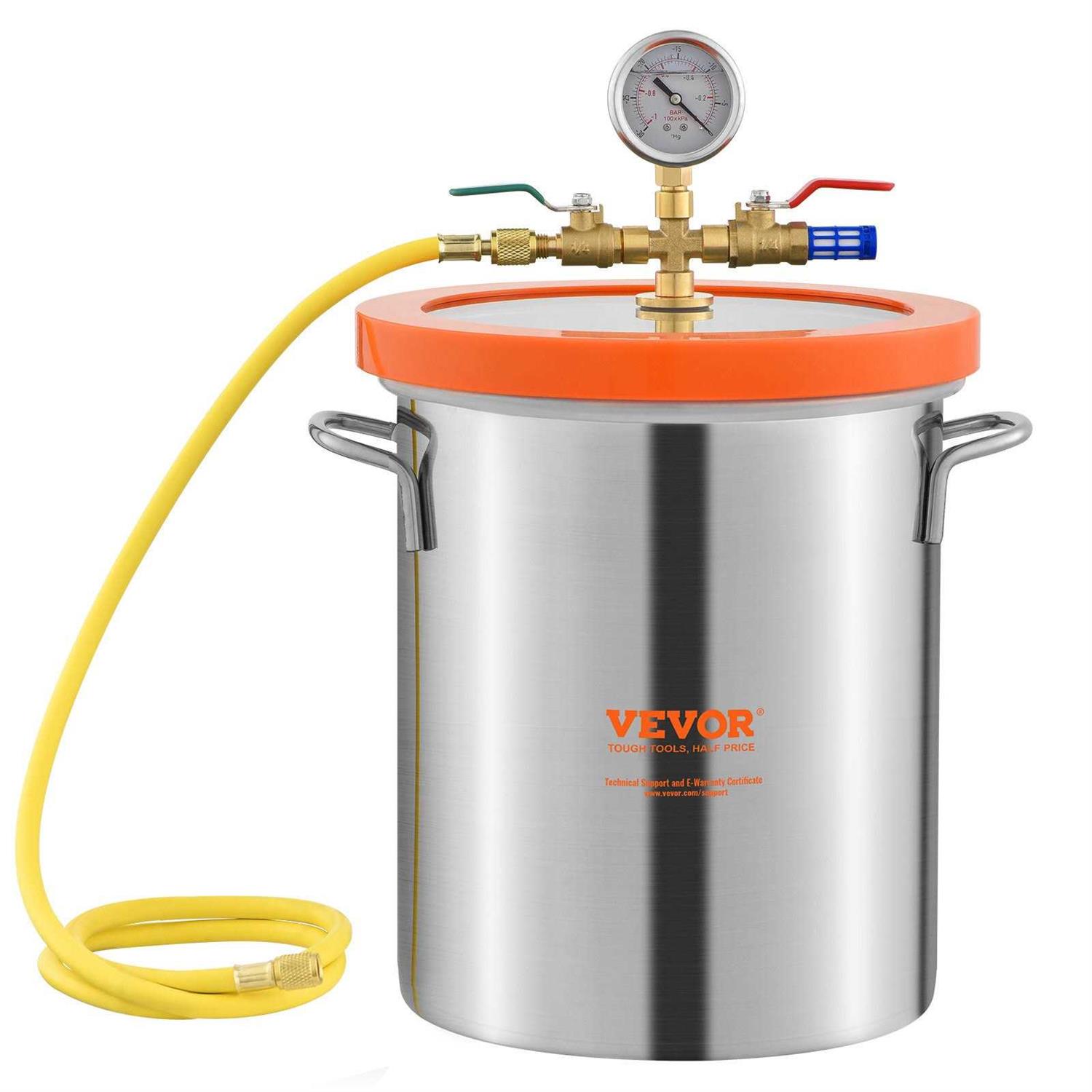 VEVOR 3 Gallon Vacuum Chamber Upgraded Tempered Glass Lid Vacuum Degassing Chamber - Shop Hardware Tools Online Store