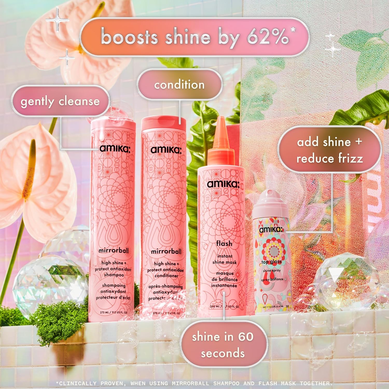 amika shine-o-sphere shine + protect routine set