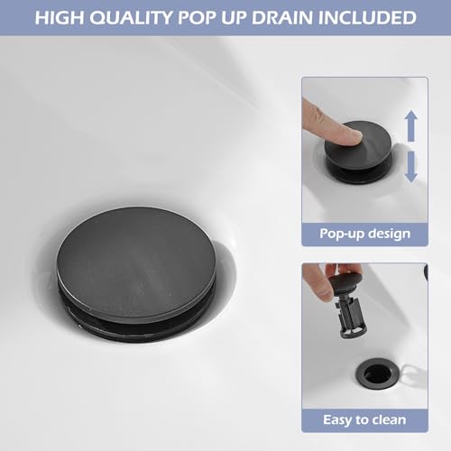 BWE Vessel Sink Faucet Modern Waterfall Chrome Single Hole Bathroom Faucet Single Handle with Pop up Drain Without Overflow Assembly Vanity Basin Bath Sink Faucets Mixer Tap