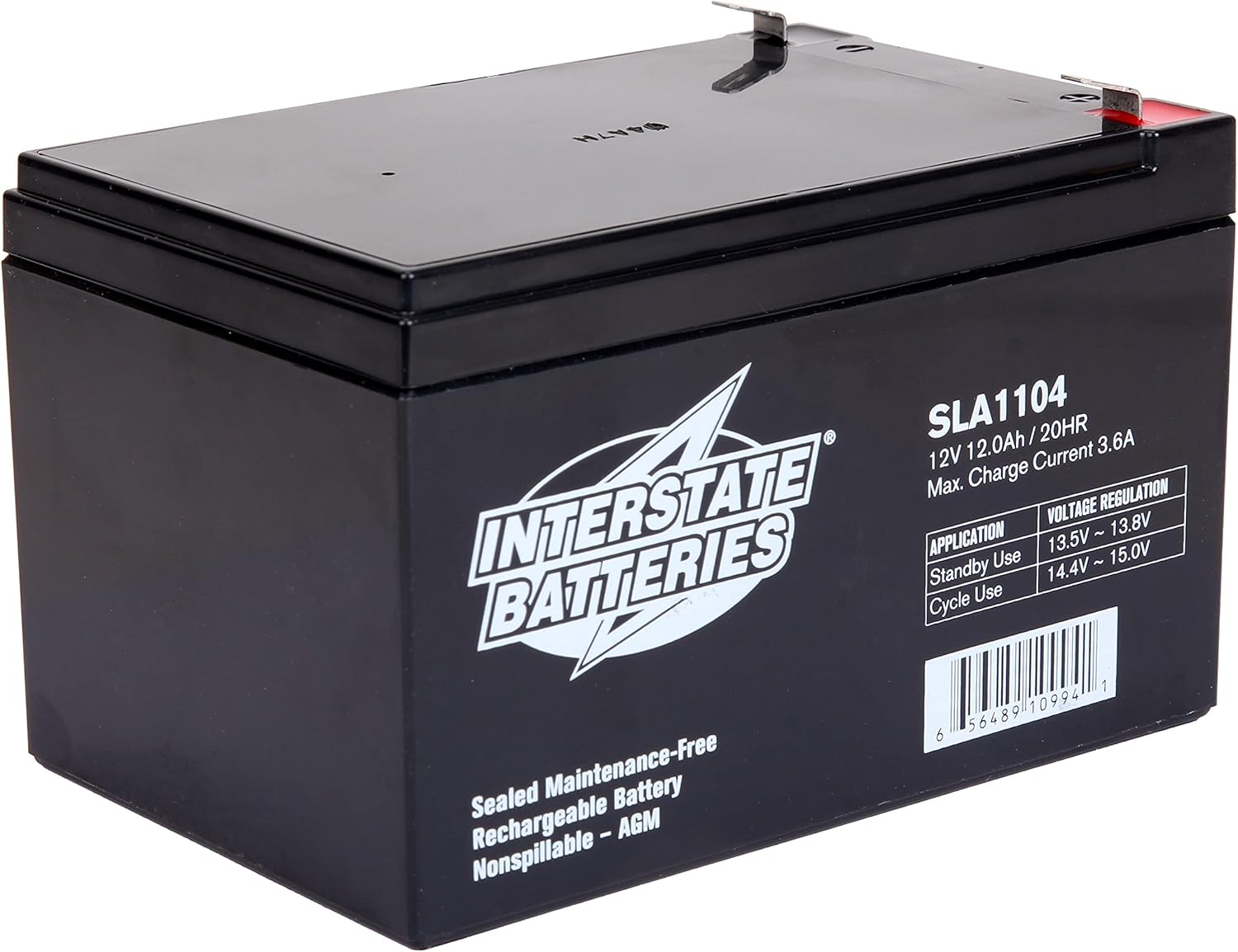 Interstate Batteries 12V 12Ah Battery (SLA1104) Sealed Lead Acid Rechargeable SLA AGM (F2 Terminal) Electric Fences, Generators, Medical Devices Pack of 2