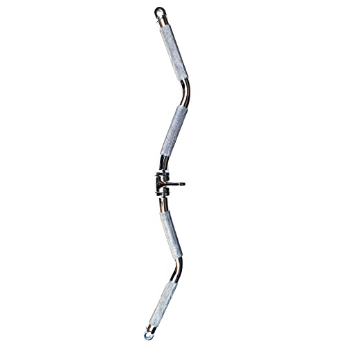 Lat Cable Machine Attachment Curl Pulldown Barbell Revolving Bar, Multi-Exerciser Cable Attachment, Solid Steel Tricep Press Down Bar with Rubber Handgrips & Revolving Hanger