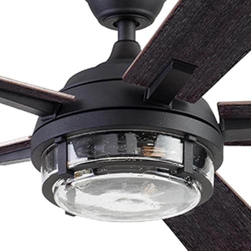 Prominence Home Freyr, 52 Inch Indoor Outdoor LED Ceiling Fan with Light, Remote Control, Dual Mounting Options, 5 Dual Finish Blades, Reversible Motor - 51484-01 (Textured Black)