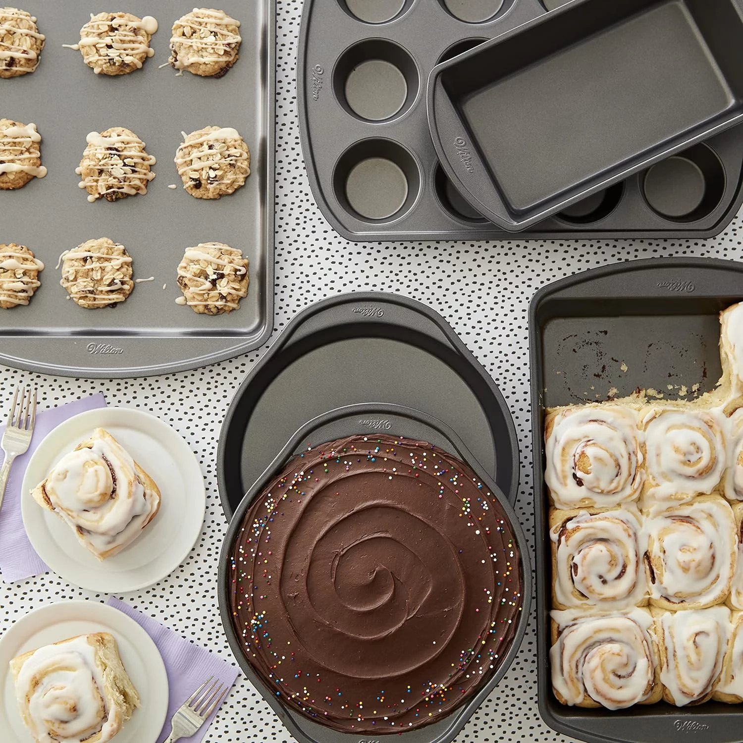 Perfect Results Premium Nonstick Bakeware Set - Perfect For Everyday Use And Baking Cookies, Cupcakes, Cakes, Steel, 6-Piece